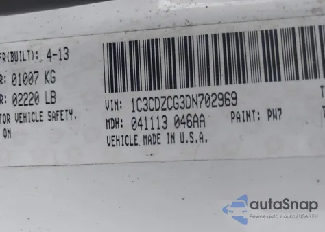 2013 Dodge Avenger Sxt из США, поврежденный, VIN 1C3CDZCG3DN702969